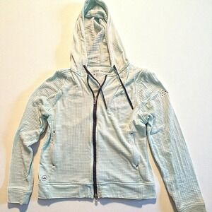 Peter‎ Millar Women's M French Terry Full Zip Hoodie Teal Mint Waffle Knit Golf